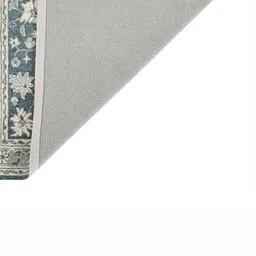 saraswatii global Romania Navy Blue & Cream Colored Floral Printed Tufted Woollen Carpet image 3