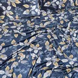 Myntra Elegant Homes Blue Printed Woollen 300 TC Fitted King Bedsheet Set 2.5 x 2.2 m image 5