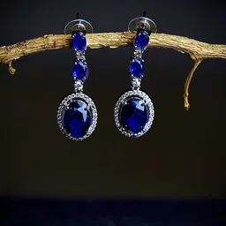 Gemron Jewel Rhodium-Plated American Diamond Studded Contemporary Drop Earrings-picture-29