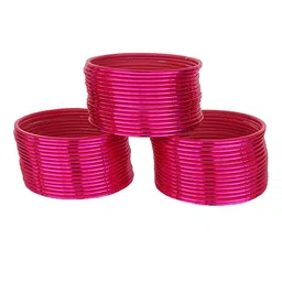 ZULKA Set of 48 Simple Plain Glossy Finished Metal Bangles-picture-11