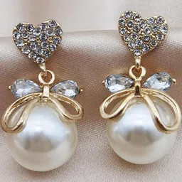 Vembley Gold-Plated Alloy Cubic Zirconia Drop Earrings image 4