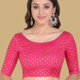 Oomph! Woven Design Round Neck Saree Blouse-image-3