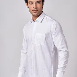 Cottonking Men Slim Fit Textured Spread Collar Pure Cotton Formal Shirt image 4