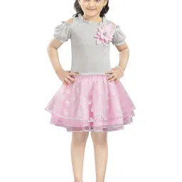 Lei-Chie Girls Striped Round Neck Top With Skirt-image-46