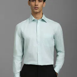 Louis Philippe Men Classic Spread Collar Solid Cotton Formal Shirt-image-25