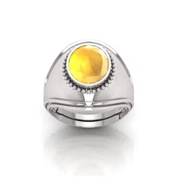 RRVGEM 11 KT Unheated Untreated Silver Plated Yellow Sapphire Adjustable Finger Ring-picture-25