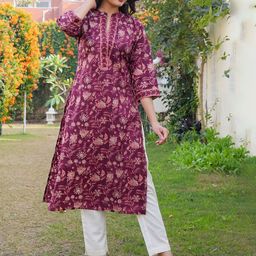 GULMEHAK Women Floral Printed Daily Cotton A-Line Kurta-picture-38