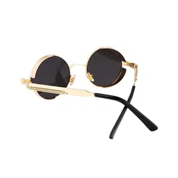 SPADEACES Unisex Kids Black Lens & Gold-Toned Round Sunglasses with image 2