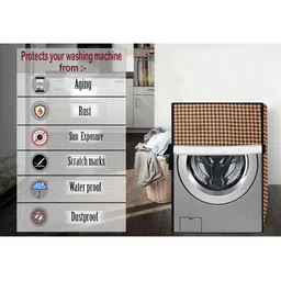 The Furnishing Tree Brown Checks Print Washing Machine Cover image 5