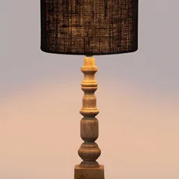Aura Black Wood Traditional Cylindrical Shaped Table Lamp image 3