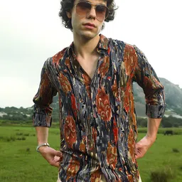 Campus Sutra Men Classic Printed Tarnished Foliage Shirt-image-2