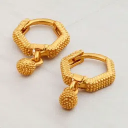 SHREE KRISHNA SHOPPING Women Gold Brass Gold Pleated Hoop Earring-image-70