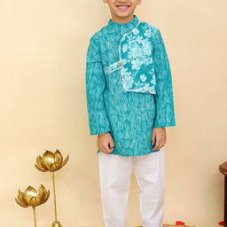 Aj DEZInES Boys Ethnic Motifs Printed Regular Pure Cotton Kurta with Pyjamas-picture-22