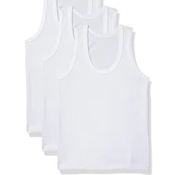 Uptakers Pack of 3 Boys White Cotton Sleeveless Vest-image-11