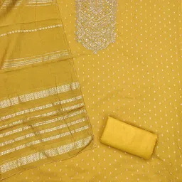 LeeliPeeri Designer Floral Embroidered Chanderi Silk Butti Unstitched Dress Material image 3