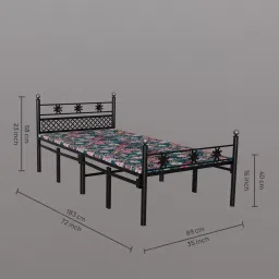 sahni industries European Metal Folding Bed In Black Colour With Mattress image 2