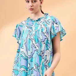 all about you Print Flutter Sleeve Crepe Top-picture-22