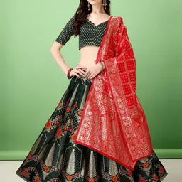SWAMI STUDIO Ready to Wear Lehenga & Unstitched Blouse With Dupatta image 1