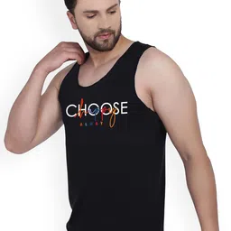 SLOWLORIS Pack Of 2 Printed Combed Cotton Gym Vests VSL26 CMB(CHS NAVY)(CHS BLACK) image 2