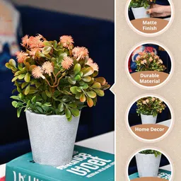 MARKET99 Orange 2 Pieces Chrysanthemum Artificial Flower With Pot image 3