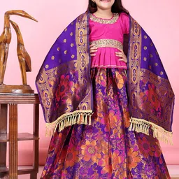 BAESD Girls Embroidered Sequinned Ready to Wear Lehenga & Blouse With Dupatta-picture-26