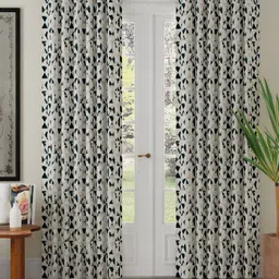 ROSARA HOME Green & White 2 Pieces Abstract Room Darkening Long Door Curtains-picture-33
