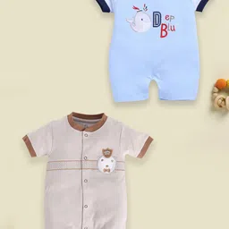 BABY GO Pack Of 2 Infant Boys Printed Pure Cotton Rompers-picture-53