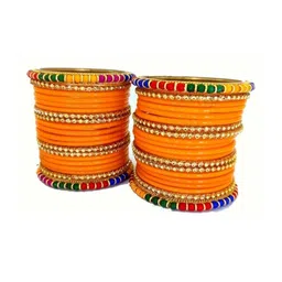Only Offers Set Of 10 Orange Glass Artificial Stones & Beads Bangle image 3