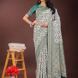 Mitera Woven Design Zari Linen Blend Saree-picture-14