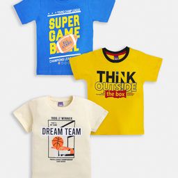 Here&Now X Game Begins Boys Assorted Pack Of 3 Typography Printed T-shirts-picture-31