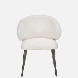 casacraft from pepperfry Guldev Velvet Dining Chair in White Colour image 4