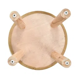 Shadowkart Brown Wooden Round Shaped Ottomans image 2