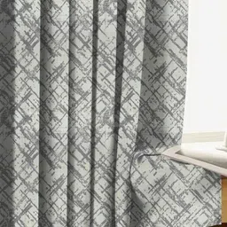 HOMEBREW FURNISHINGS Grey & Black 2 Pieces Abstract Printed Door Curtains image 2