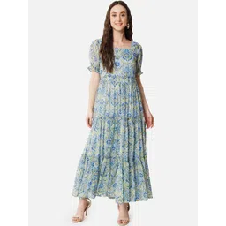 SZN Print Puff Sleeve Georgette A-Line Maxi Dress-image-74