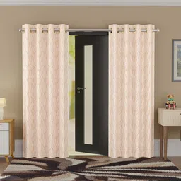 Kuber Industries Cream-Coloured & Gold-Toned Set of 2 Door Curtain-picture-31