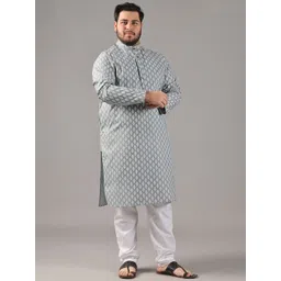 SOJANYA PLUS Size Ethnic Motifs Printed Band Collar Straight Kurta image 4