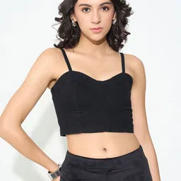 Honey by Pantaloons Sweetheart Neck Cotton Bralette Crop Top-picture-12