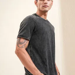 HIGHLANDER Men Self Design Round Neck Cotton T-shirt image 4