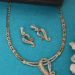 ANIKAS CREATION Gold-Plated Cubic Zirconia Stone-Studded Jewellery Set-picture-28