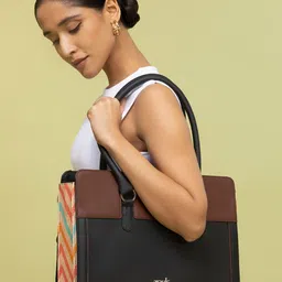 ZOUK Women Striped Structured Leather Shoulder Bag image 1