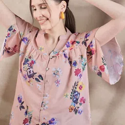 all about you Women Floral Printed Flutter Sleeve Regular Top image 2