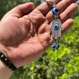 BLUE BEADS Silver-Tone & Blue Evil Eye Key chain image 3