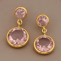 Kalin Couture Gold-Plated Cubic Zirconia Studded Circular Shaped Drop Earrings-picture-23