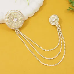 I Jewels Men Gold Plated Artificial Stones Studded And Beaded Brooch-picture-35