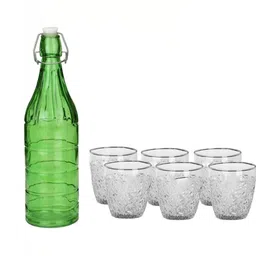 1ST TIME Green & Transparent Glass Solid Water Bottle-picture-32