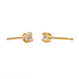 STUDEX Stainless Steel 24K Pure Gold Plated Cubic Zirconia Studded Circular Shaped Studs image 5