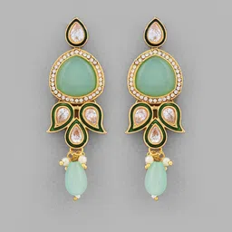 Anouk Gold-Plated American Diamond & Kundan Stone Studded and Beaded Jewellery Set image 2