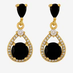 Kushal's Fashion Jewellery Gold-Plated Party Zircon Teardrop Shaped Drop Earrings-picture-30