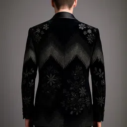 SHAHI ACHKAN Men Embellished Party wear Black Blazer image 2