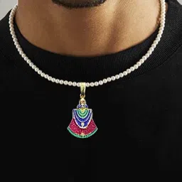 Utkarsh Unisex Stainless Steel Artificial Stones Studded Shri Baba Khatushyam Head Pendant-picture-23